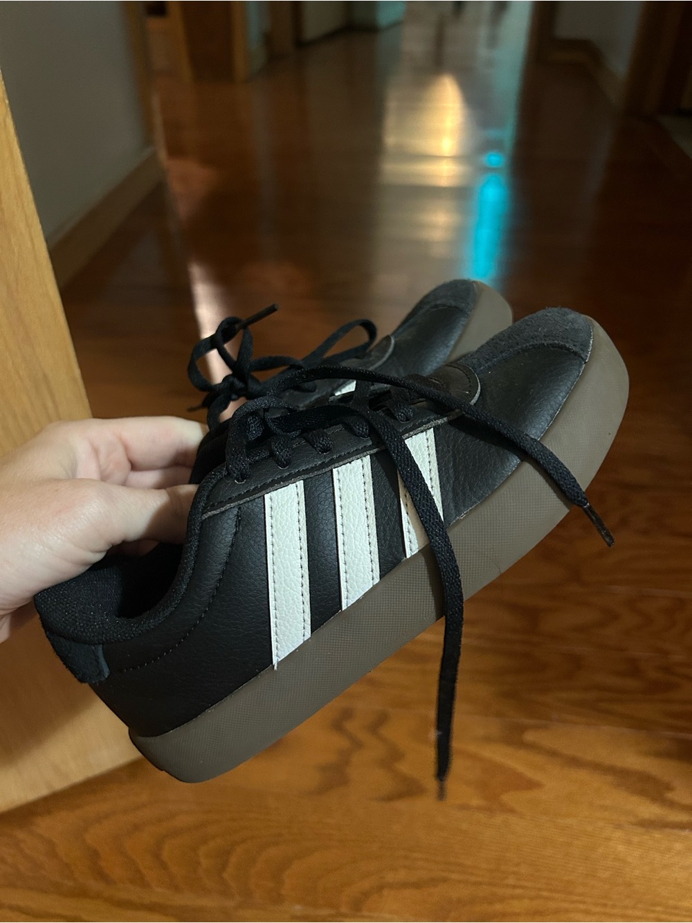 Adidas Kids Black White Sneakers Gum Sole Size 13K